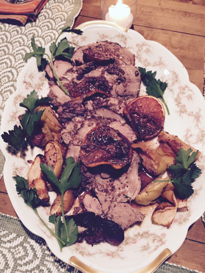 Pork with glazed oranges