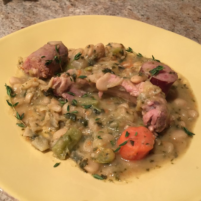 Kale, Sausage, Rib and Lima Bean Stew