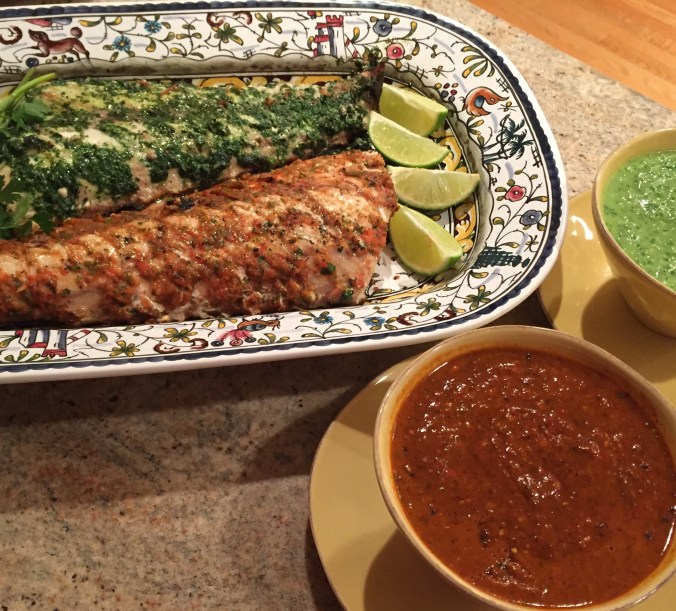 Red and Green Grilled fish