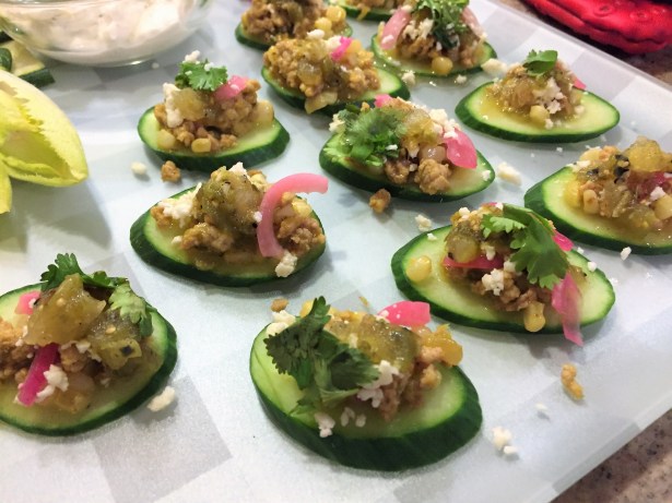 carnitas on cucumber