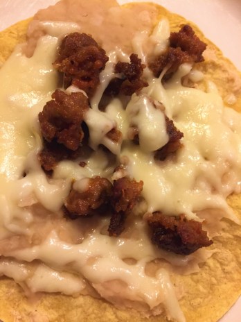 Chorizo white bean tostada