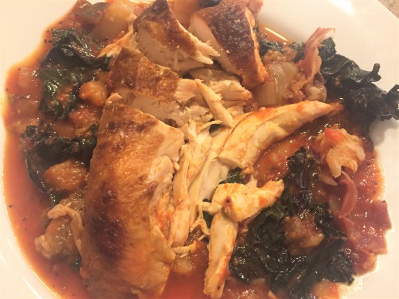 Rotisserie Chicken with tomato and eggplant sauce