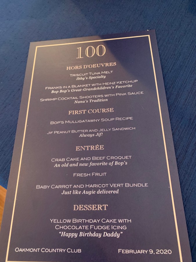 Oakmont menu for Bop