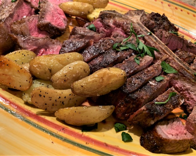 close up steak on platter (2)