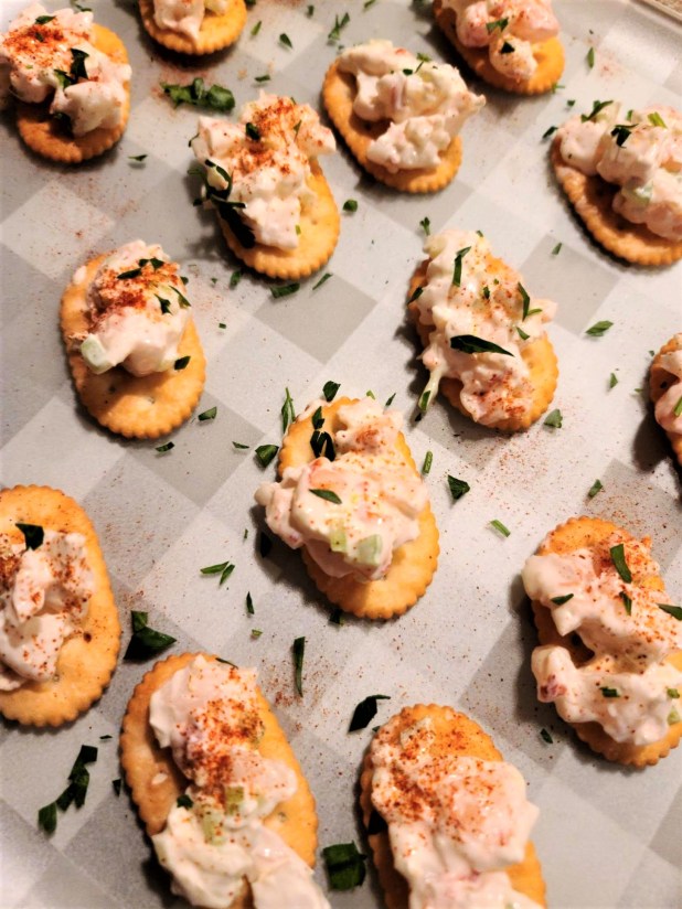 Shrimp on crackers