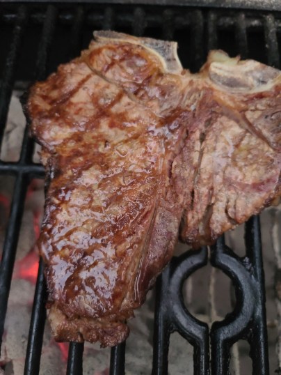 steak on grill